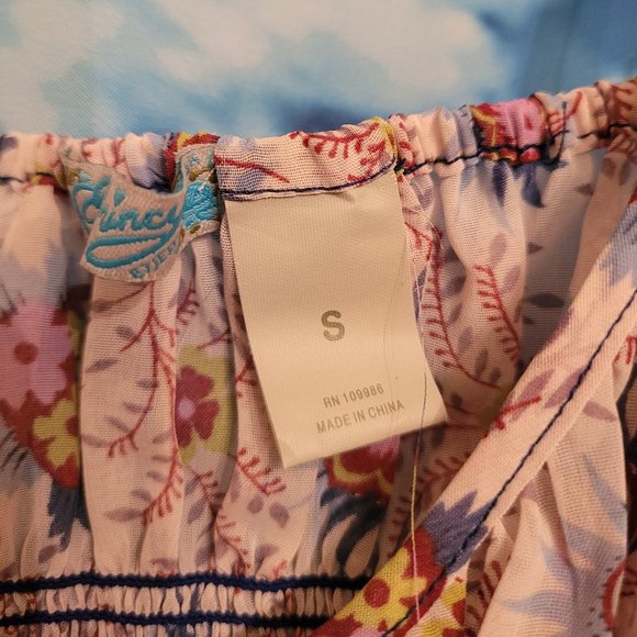 EUC Vintage Cream Floral Semi Sheer Princy Top Small - Picture 4 of 5